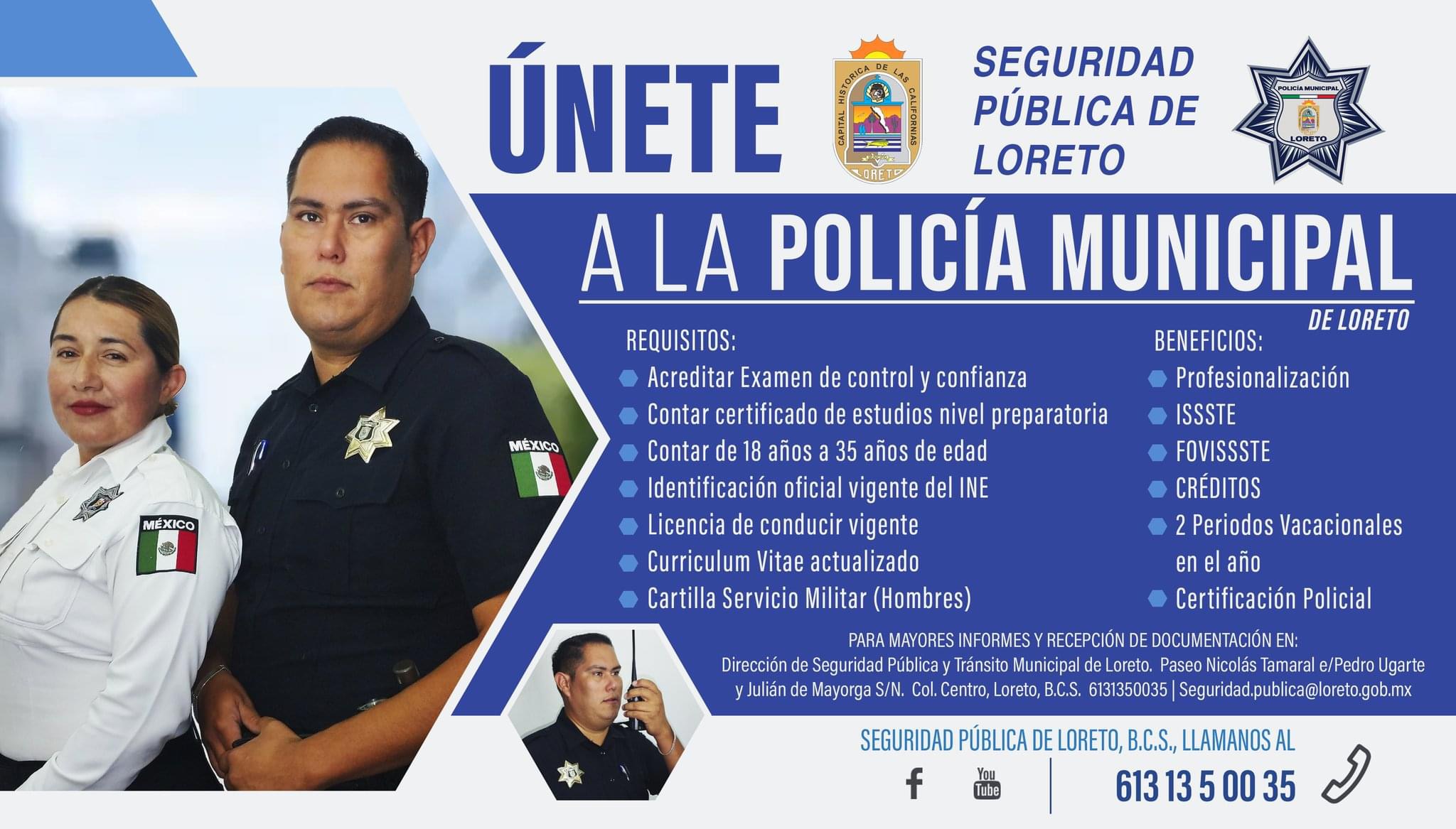 Convocan a unirse a jóvenes a formar parte de la Policía Municipal de Loreto